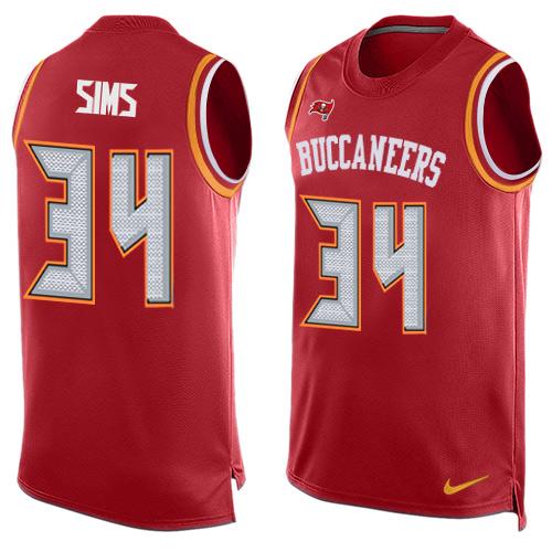 Nike Buccaneers #34 Charles Sims Red Team Color Men's Stitched NFL Limited Tank Top Jersey